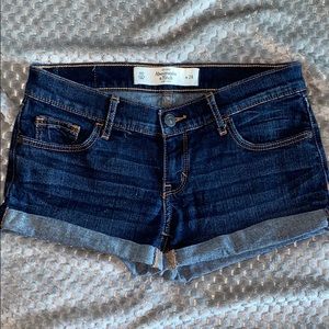 Abercrombie & Fitch dark wash low-rise jean shorts